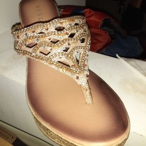 Venus gold wedge sandles (#9)